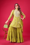 Tew Heavy Georgette Embroidery Work Top With Sharara Dupatta Exporters In India